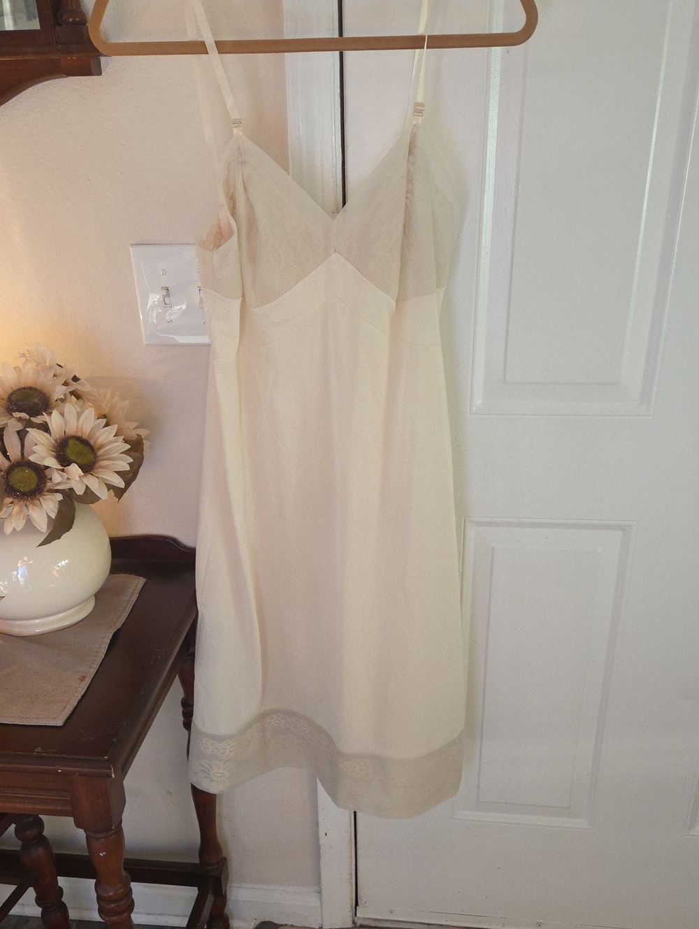 Vanity Fair Cream Lace-Trim Slip with Adjustable Straps